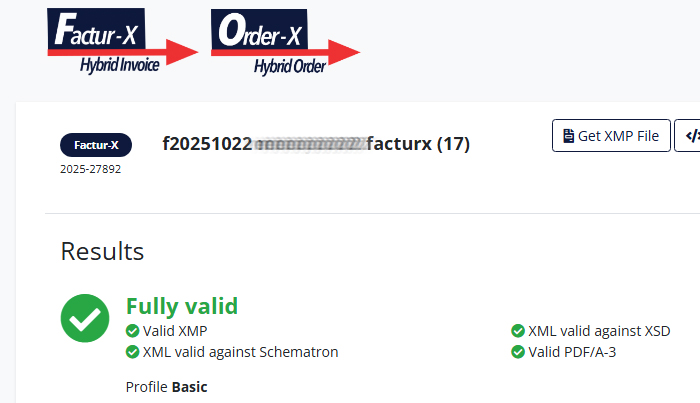 validation de la factur-x sur le validateur officiel